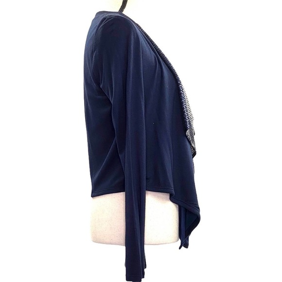 FOREVER 21 Blue Sequined Waterfall Cardigan Medium - Picture 4 of 10